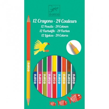 12 crayons doubles - 24 couleurs - Djeco