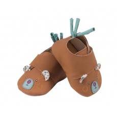 Chaussons cuir ours brun Les Jolis trop beaux - Moulin Roty