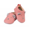 Chaussons cuir souris rose Les Jolis trop beaux - Moulin Roty