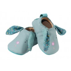 Chaussons cuir lapin bleu Les Jolis trop beaux - Moulin Roty