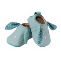 Chaussons cuir lapin bleu Les Jolis trop beaux - Moulin Roty