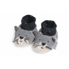 Chaussons chat gris clair Fernand Les Moustaches - Moulin Roty