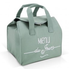 Sac lunch bag isotherme Vert "Menu du jour" - Créa Bisontine