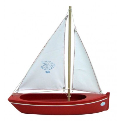 Barque Plate 32 cm coque Rouge/voile Blanche - Tirot