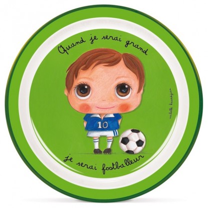 Assiette plate mélamine Footballeur - Quand je serai grand(e) par Isabelle Kessedjan