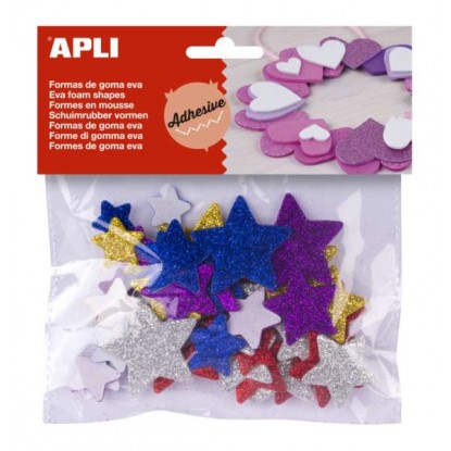 Sachet d'étoiles en mousse adhésive à paillettes - APLI Kids