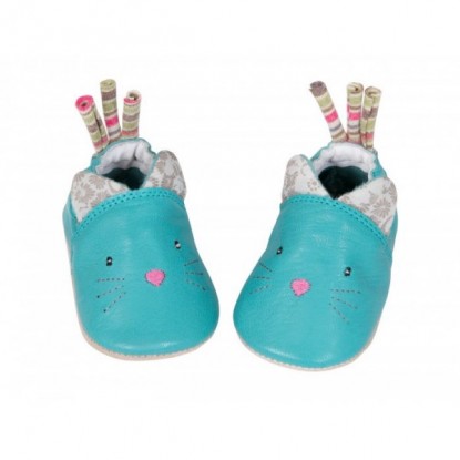 Chaussons cuir chats Les Pachats - Moulin Roty